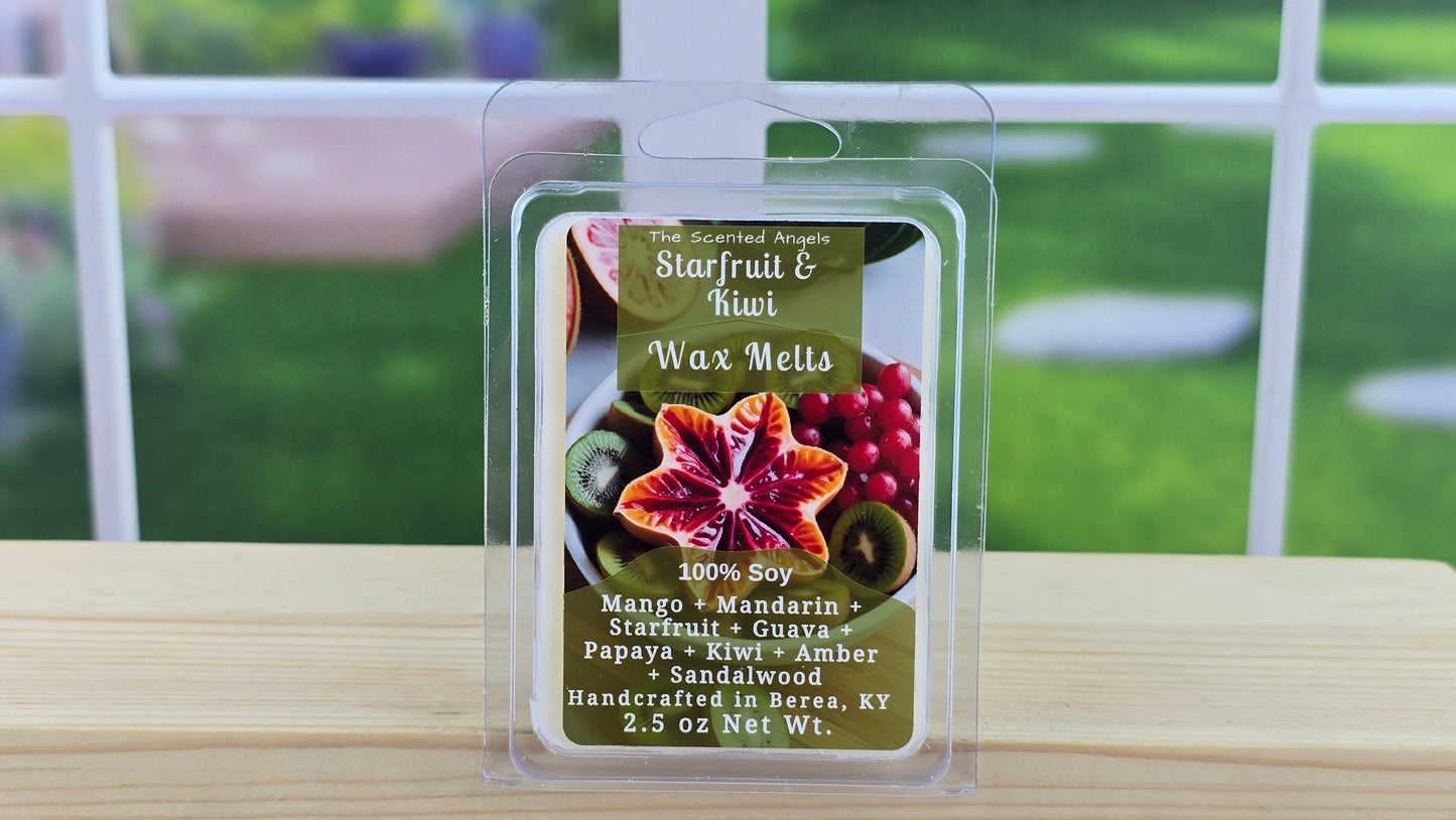 Starfruit & Kiwi -- 100% Soy Wax Melts - 2.5 oz - 6 cubes