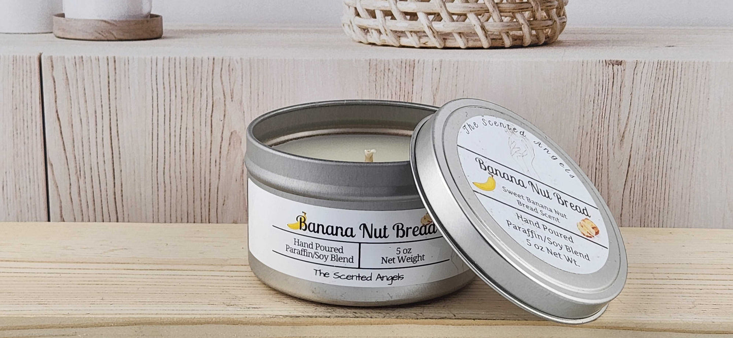 Banana Nut Bread Scented Paraffin/Soy Candle - Silver The Scented Angels Soy/paraffin Candles
