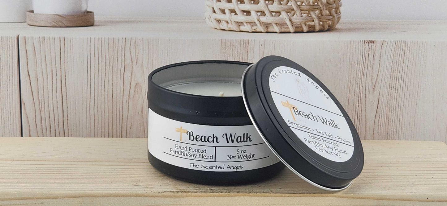 Beach Walk Scented Paraffin/Soy Wax Candle - Black The Scented Angels Soy/Paraffin Candles