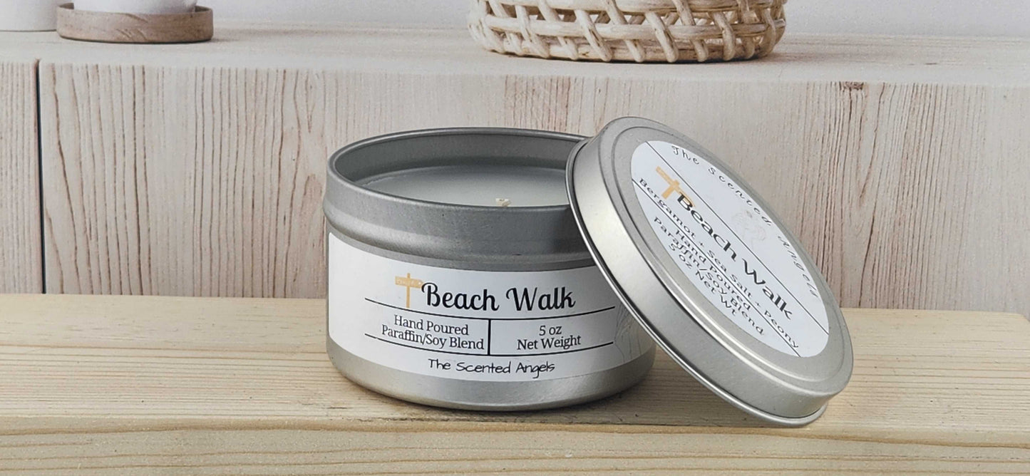 Beach Walk Scented Paraffin/Soy Wax Candle - Silver The Scented Angels Soy/Paraffin Candles