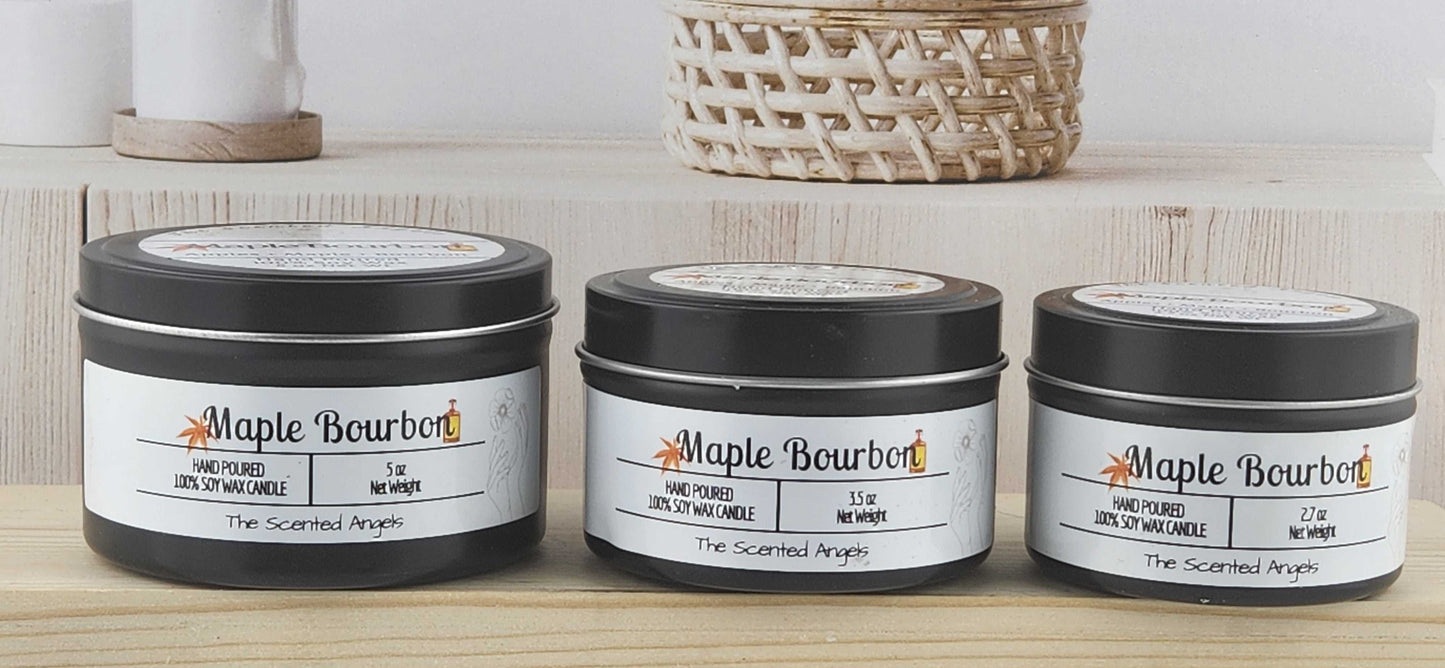 Maple Bourbon Scented 100% Soy Wax Candle - Black The Scented Angels Soy Candles
