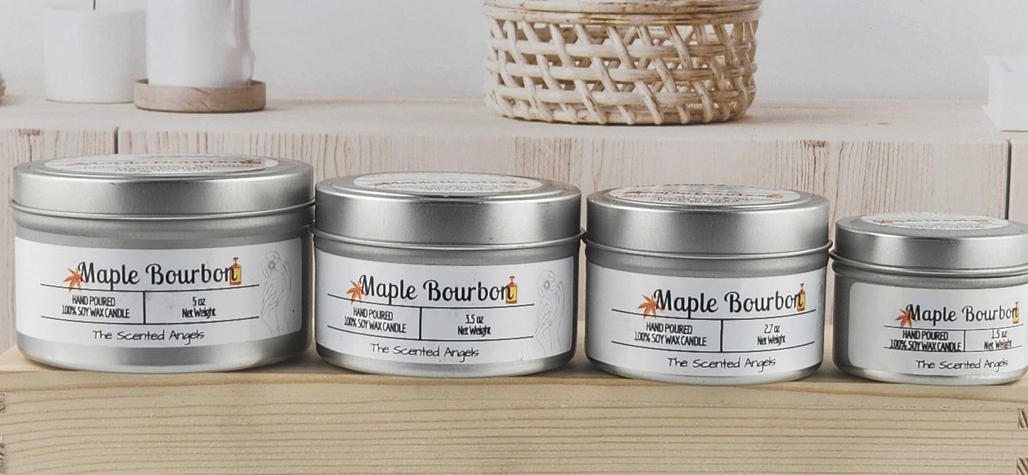 Maple Bourbon Scented 100% Soy Wax Candle - Silver The Scented Angels Soy Candles