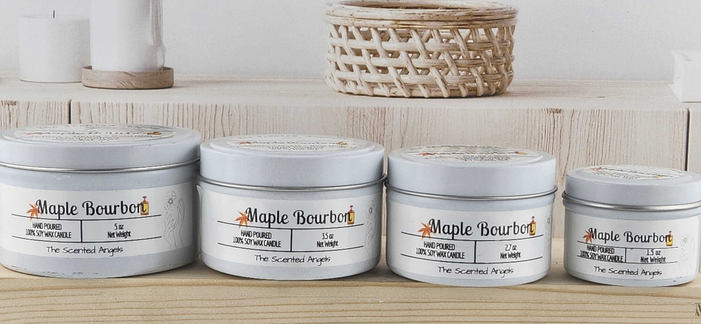 Maple Bourbon Scented 100% Soy Wax Candle - White The Scented Angels Soy Candles