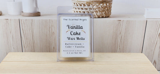 Vanilla Cake wax melts - wax cubes - wax tarts - clamshell 2.5 oz front label