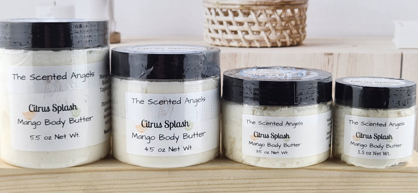 Whipped Body Butter - Mango Body Butter - all 4 sizes lined up next to each other