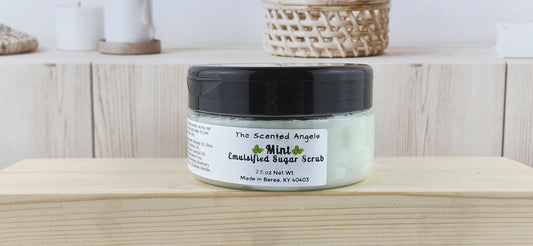 Emulsified Mint sugar scrub for face and body - front label