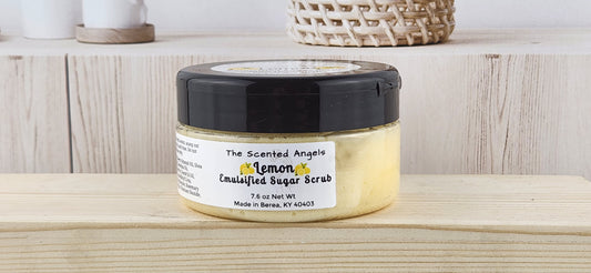 Emulsified lemon sugar scrub for face and body - front label