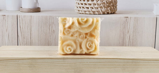 Rose shaped citrus splash bar soap front view