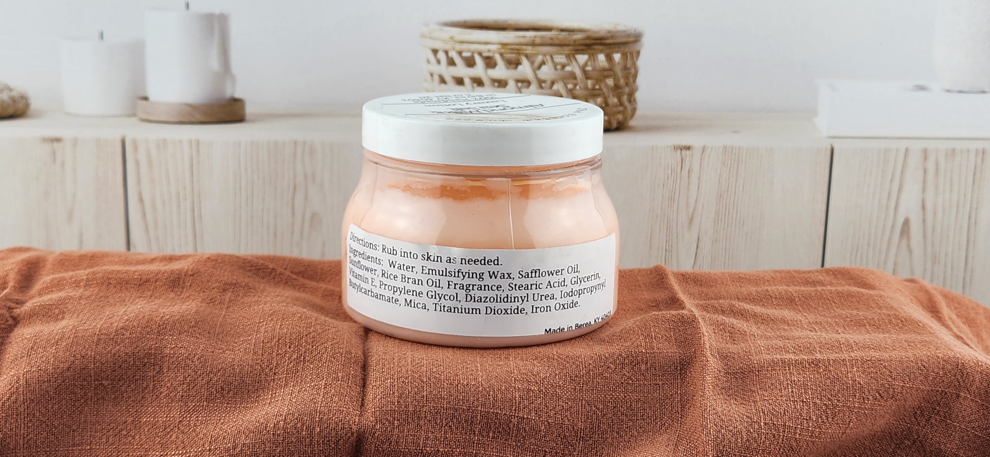 Ingredients list for Almond Milk & Sea Salt lotion jar