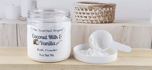 Coconut Milk & Vanilla bath powder - bath soak - bath milk - 4 oz front label