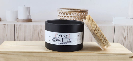 Love Spell Scented Soy Wax Candle - front lid off