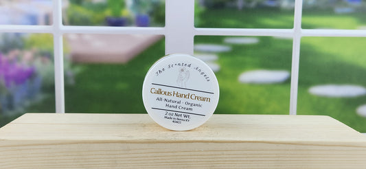 All-Natural Organic Callous Hand Cream - front label window background