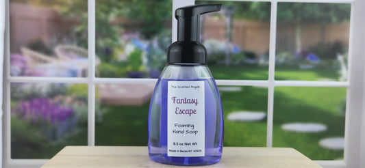 Fantasy Escape Foaming Hand Soap - front label window background