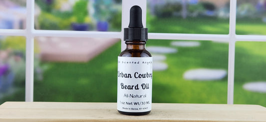 Urban Cowboy Beard Oil with Argan Oil - window background front label