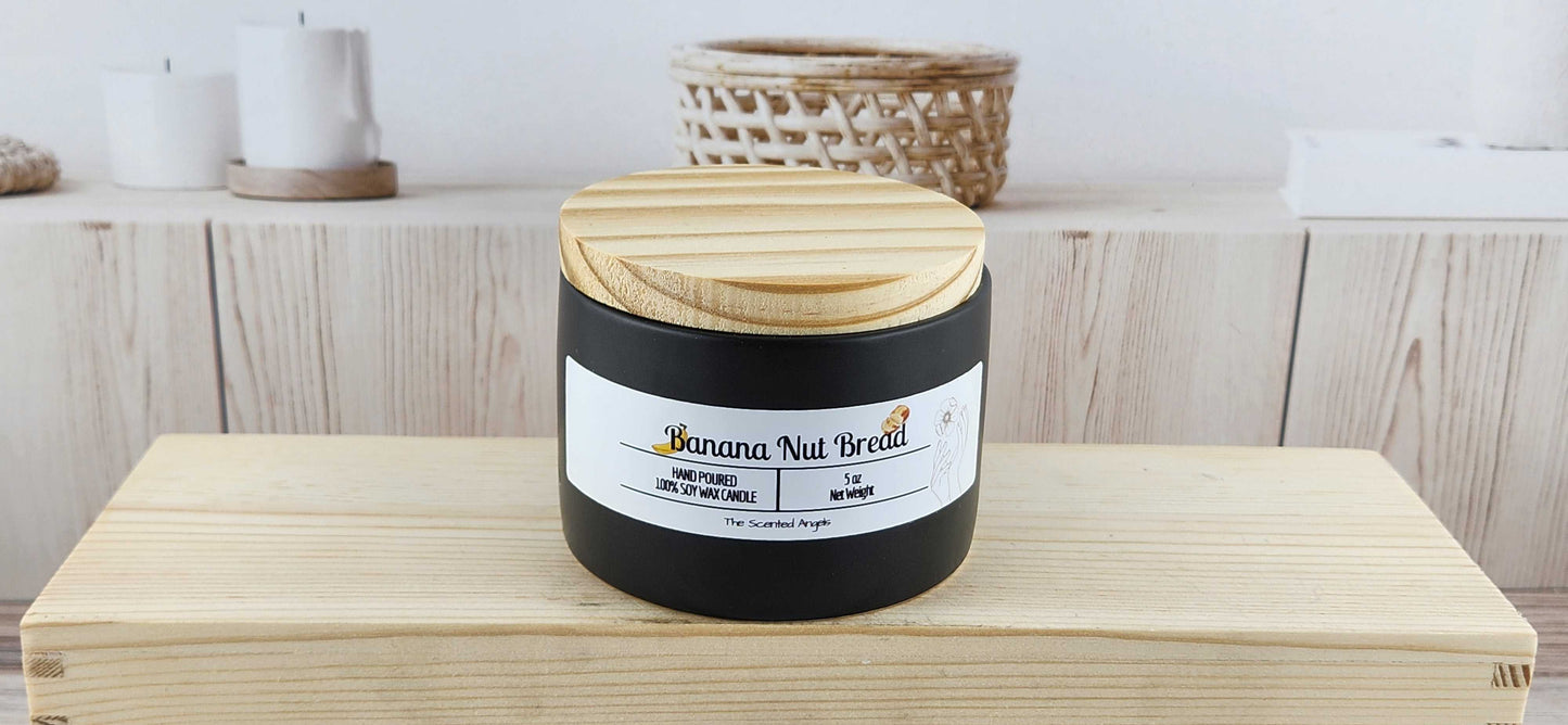 Banana Nut Bread 100% Soy Wax Candle - Black Cement The Scented Angels Soy Candles