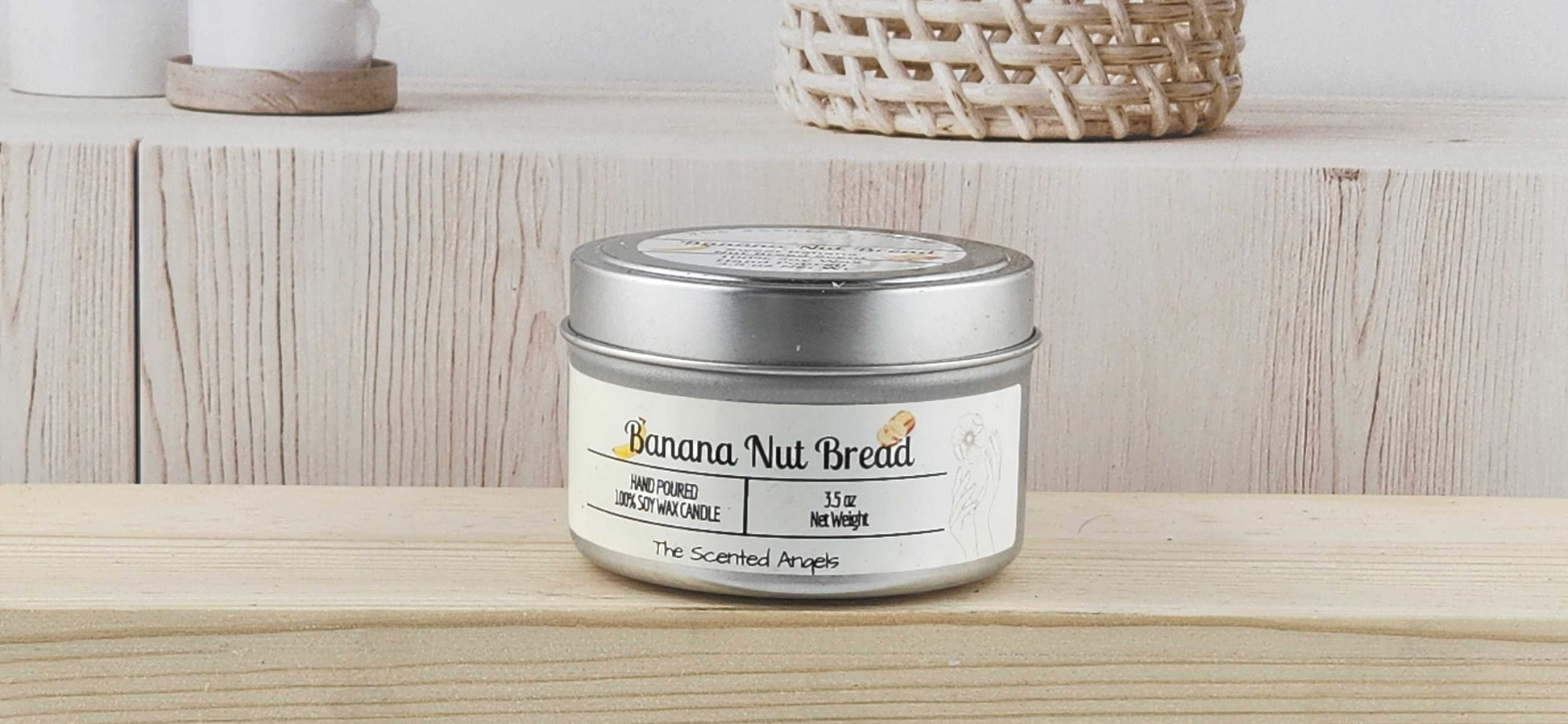 Banana Nut Bread 100% Soy Wax Candle - Silver The Scented Angels Soy Candles