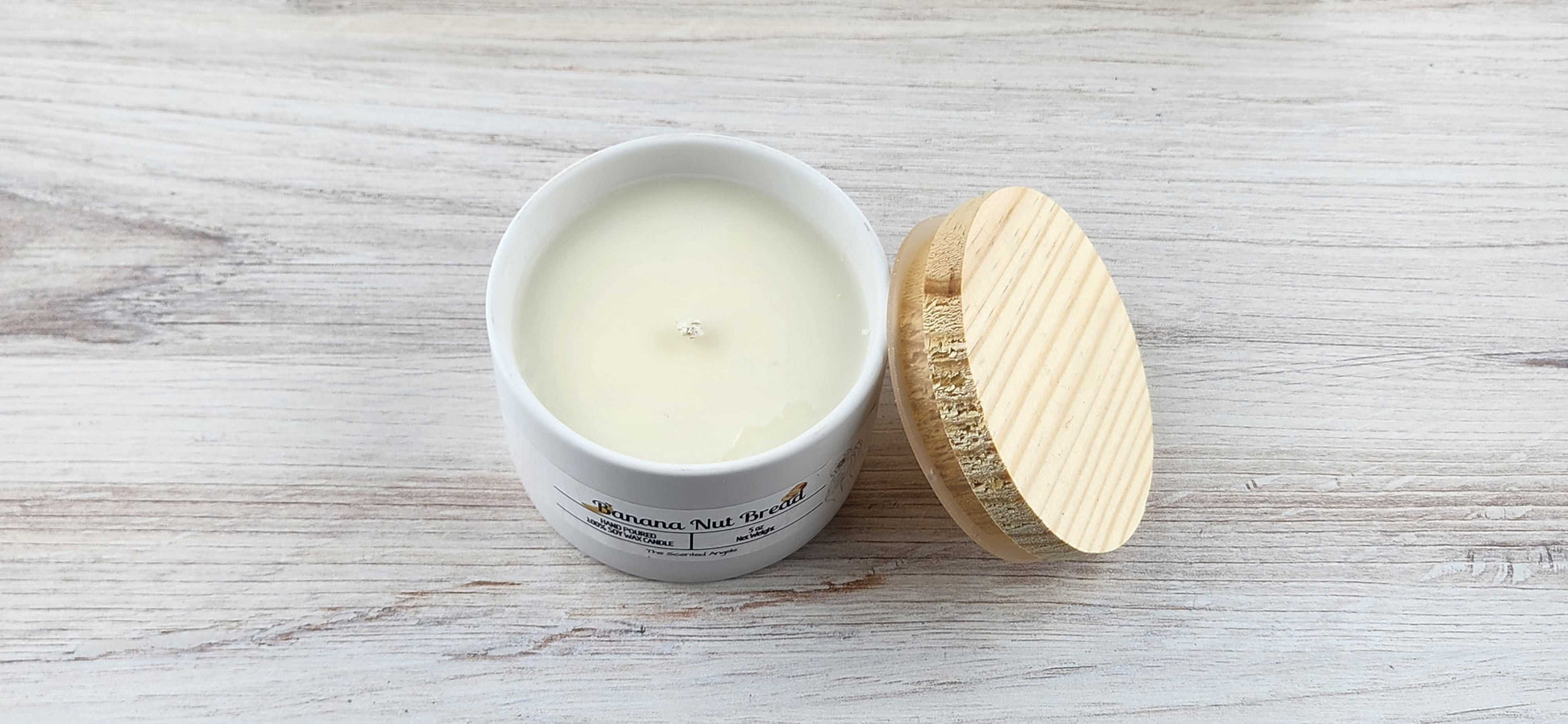 Banana Nut Bread 100% Soy Wax Candle - White Cement The Scented Angels Soy Candles