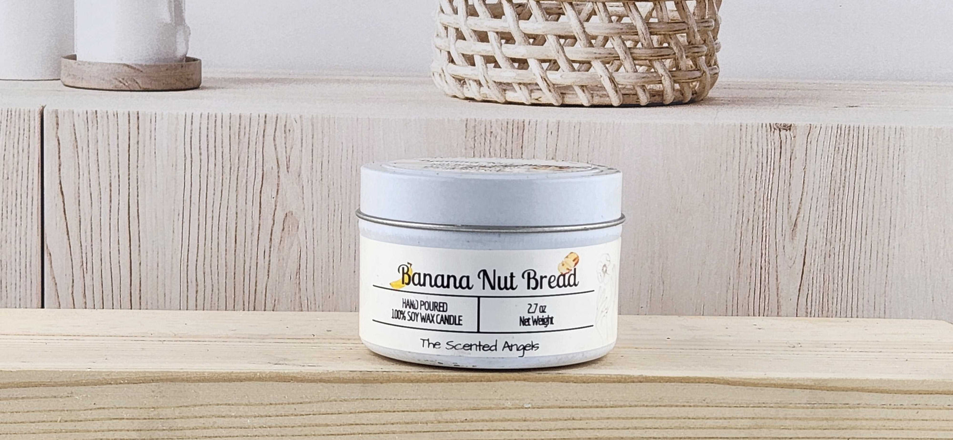 Banana Nut Bread 100% Soy Wax Candle - White The Scented Angels Soy Candles