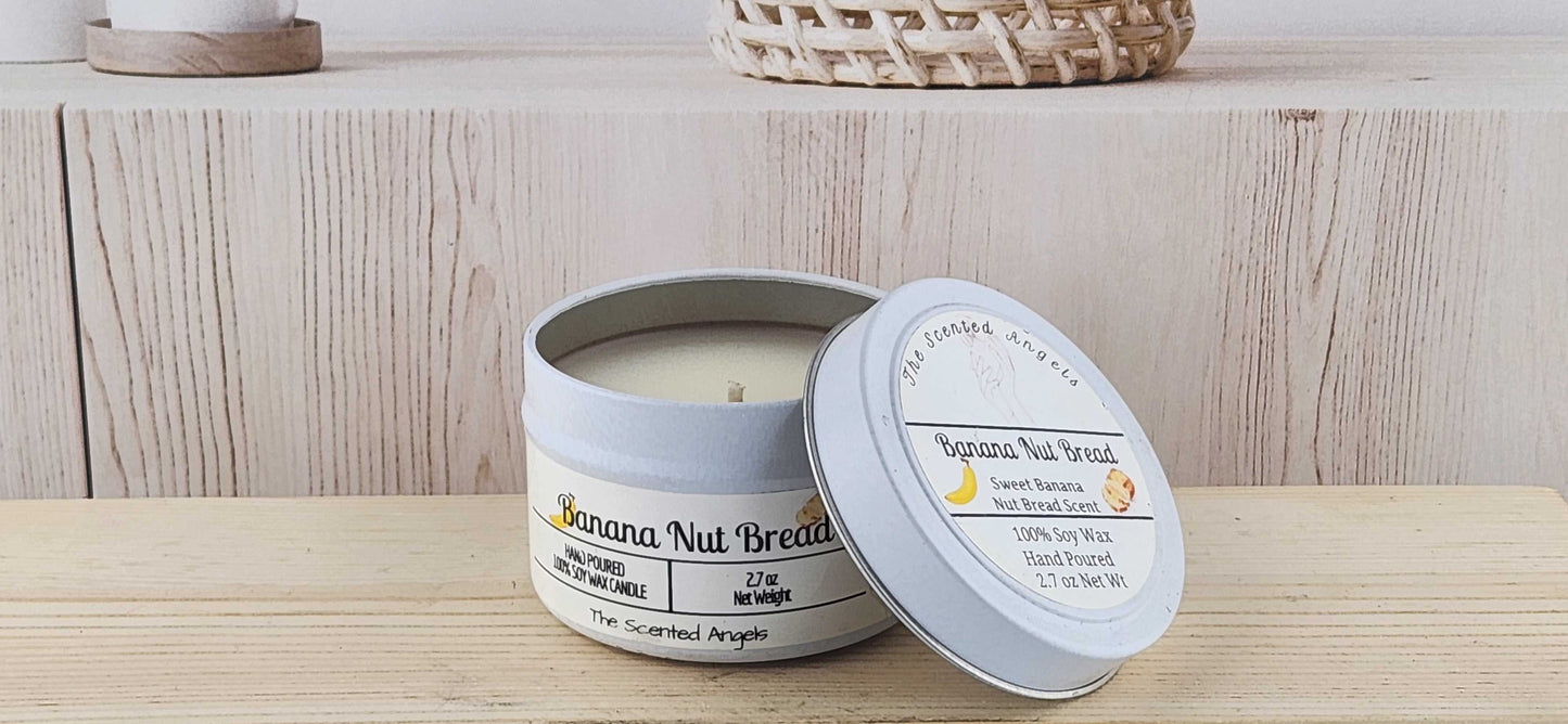 Banana Nut Bread 100% Soy Wax Candle - White The Scented Angels Soy Candles