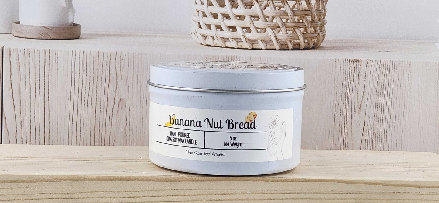 Banana Nut Bread 100% Soy Wax Candle - White The Scented Angels Soy Candles