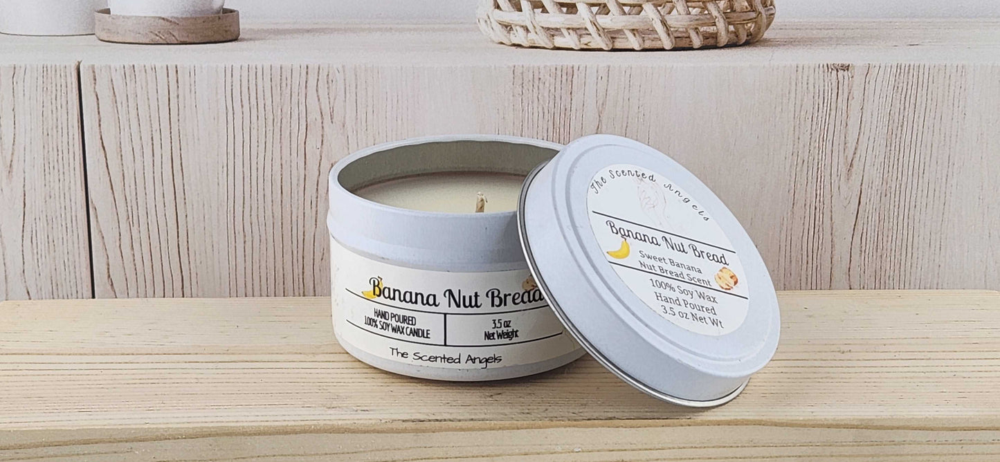 Banana Nut Bread 100% Soy Wax Candle - White The Scented Angels Soy Candles