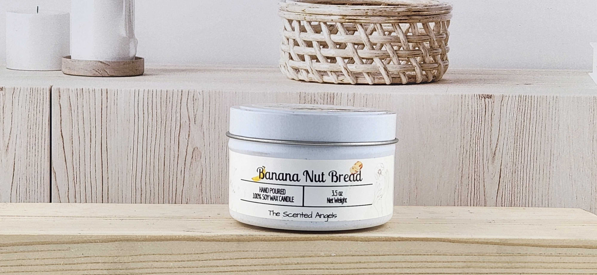 Banana Nut Bread 100% Soy Wax Candle - White The Scented Angels Soy Candles