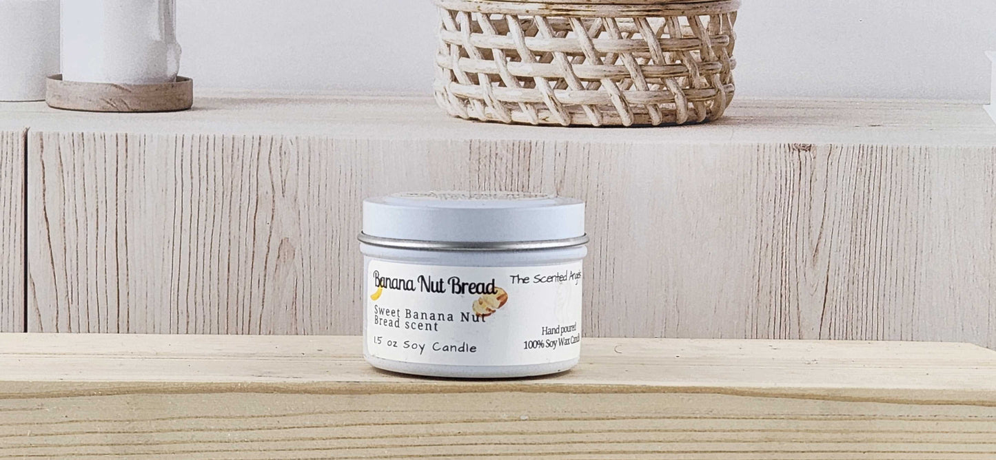 Banana Nut Bread 100% Soy Wax Candle - White The Scented Angels Soy Candles