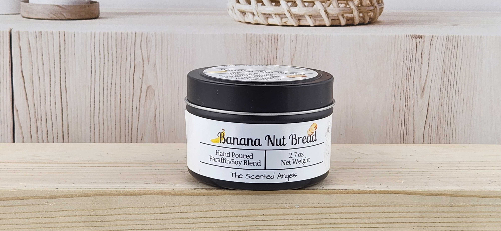 Banana Nut Bread Scented Paraffin/Soy Candle - Black The Scented Angels Soy/paraffin Candles