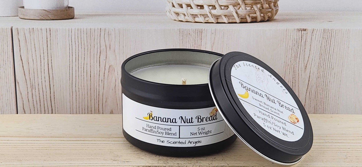 Banana Nut Bread Scented Paraffin/Soy Candle - Black The Scented Angels Soy/paraffin Candles