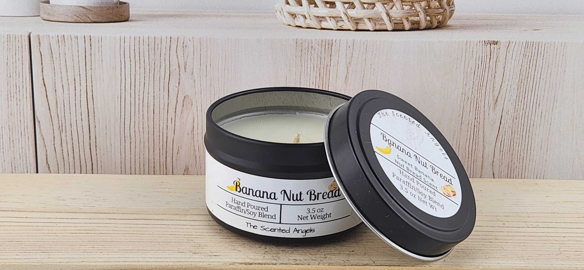 Banana Nut Bread Scented Paraffin/Soy Candle - Black The Scented Angels Soy/paraffin Candles