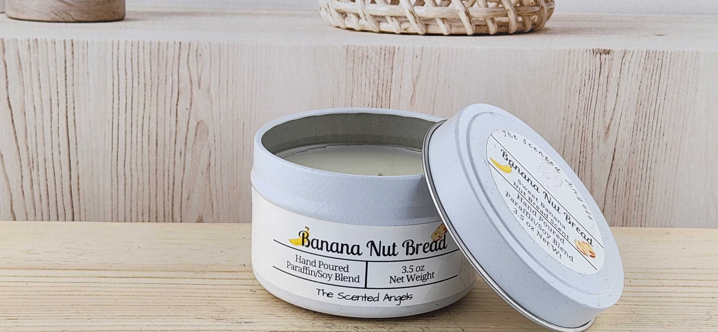 Banana Nut Bread Scented Paraffin/Soy Candle - White The Scented Angels Soy/paraffin Candles