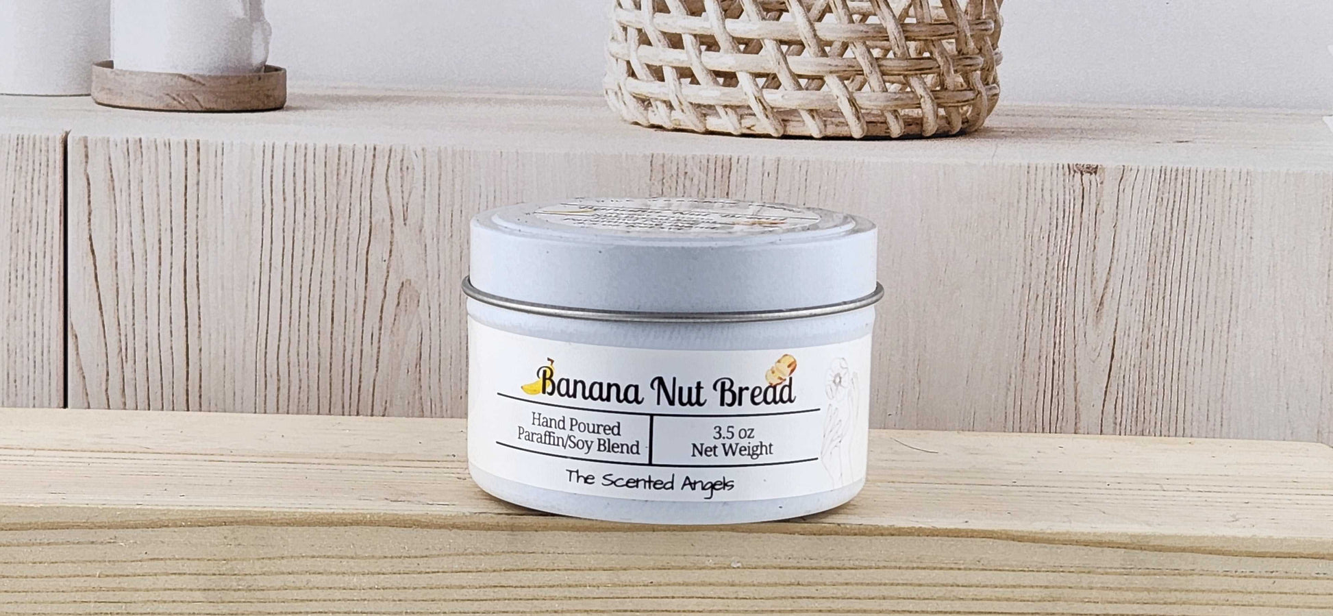 Banana Nut Bread Scented Paraffin/Soy Candle - White The Scented Angels Soy/paraffin Candles