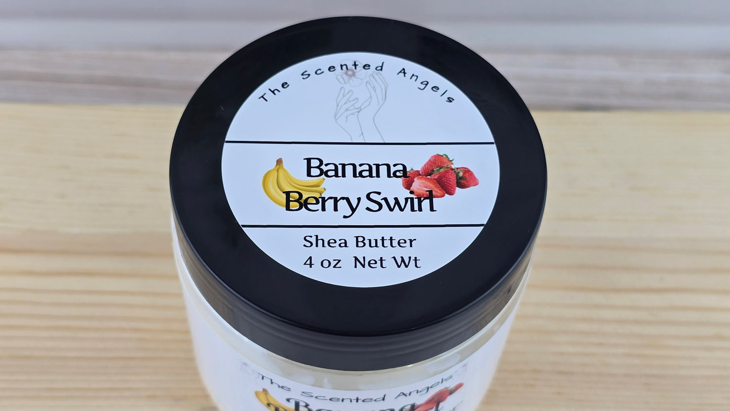 Banana Berry Swirl Whipped Shea Body Butter 4 oz top label