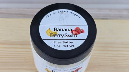 Banana Berry Swirl Whipped Shea Body Butter 4 oz top label