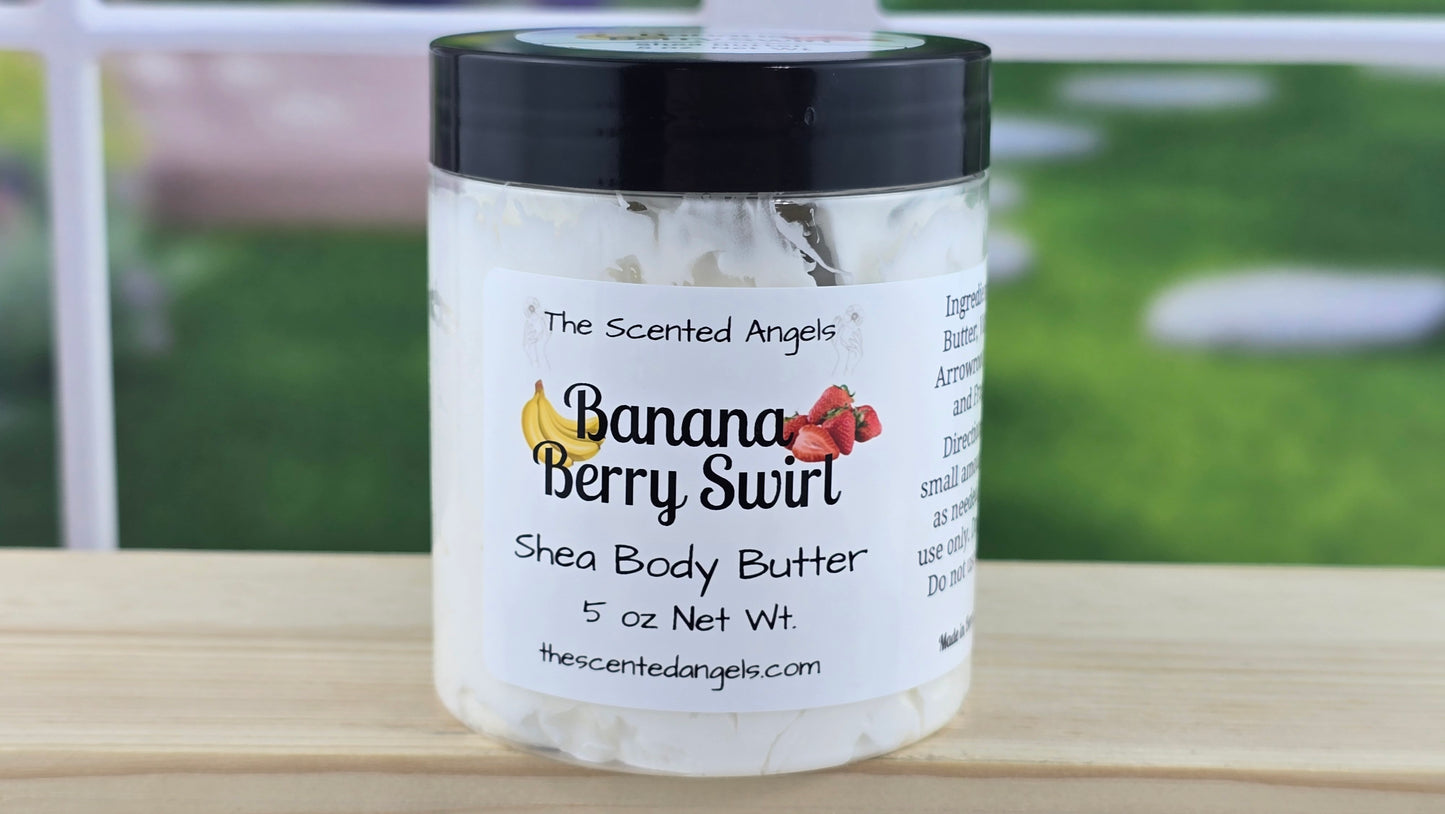 Banana Berry Swirl Whipped Shea Body Butter 5 oz front label