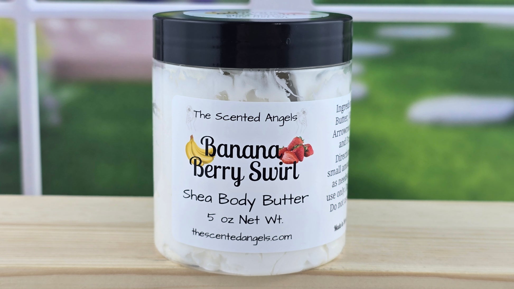 Banana Berry Swirl Whipped Shea Body Butter 5 oz front label
