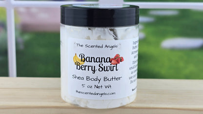 Banana Berry Swirl Whipped Shea Body Butter 5 oz front label