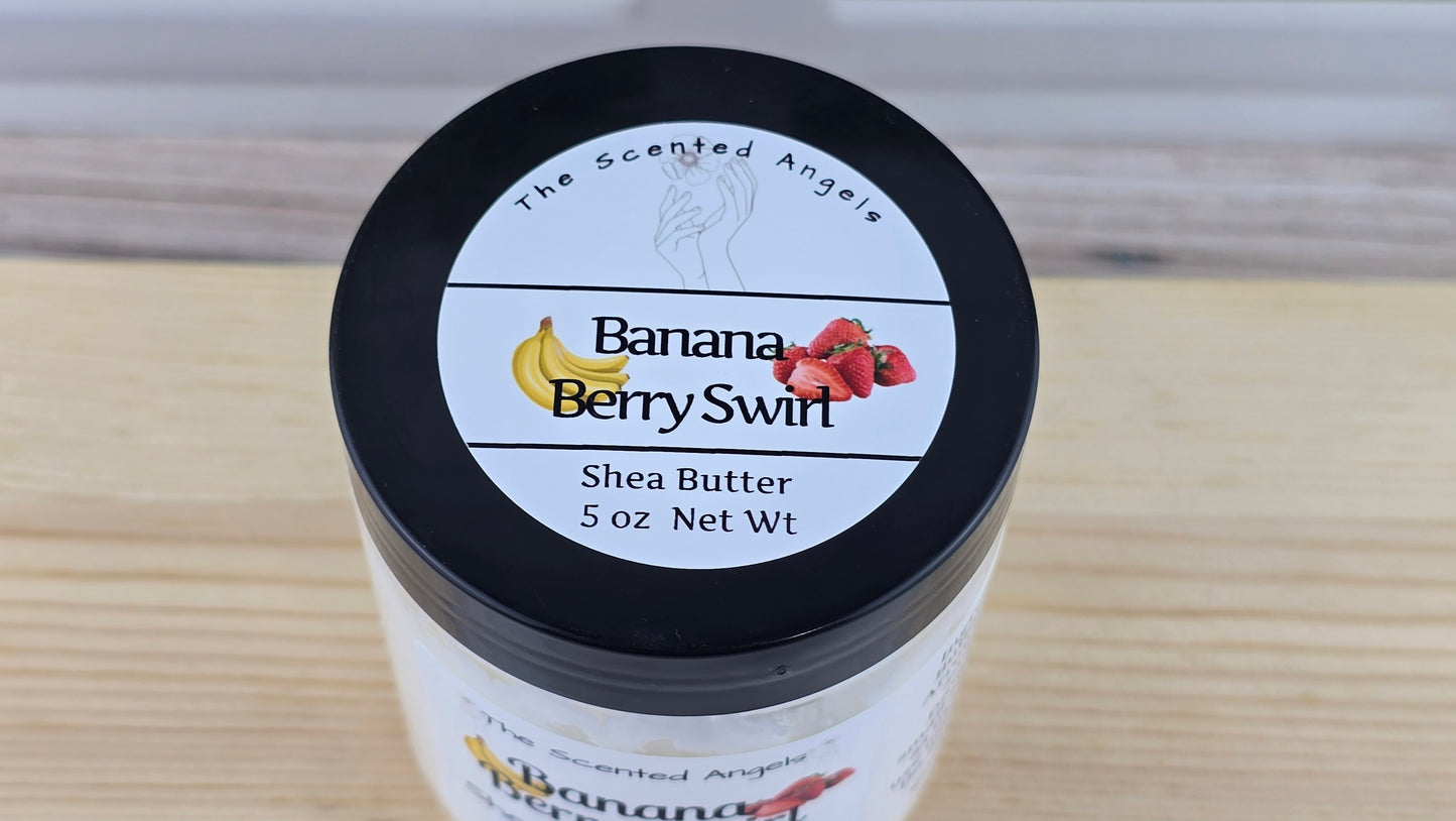 Banana Berry Swirl Whipped Shea Body Butter 5 oz top label