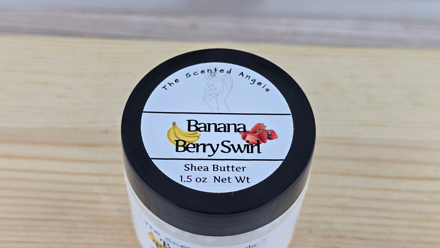 Banana Berry Swirl Whipped Shea Body Butter 1.5 oz top label