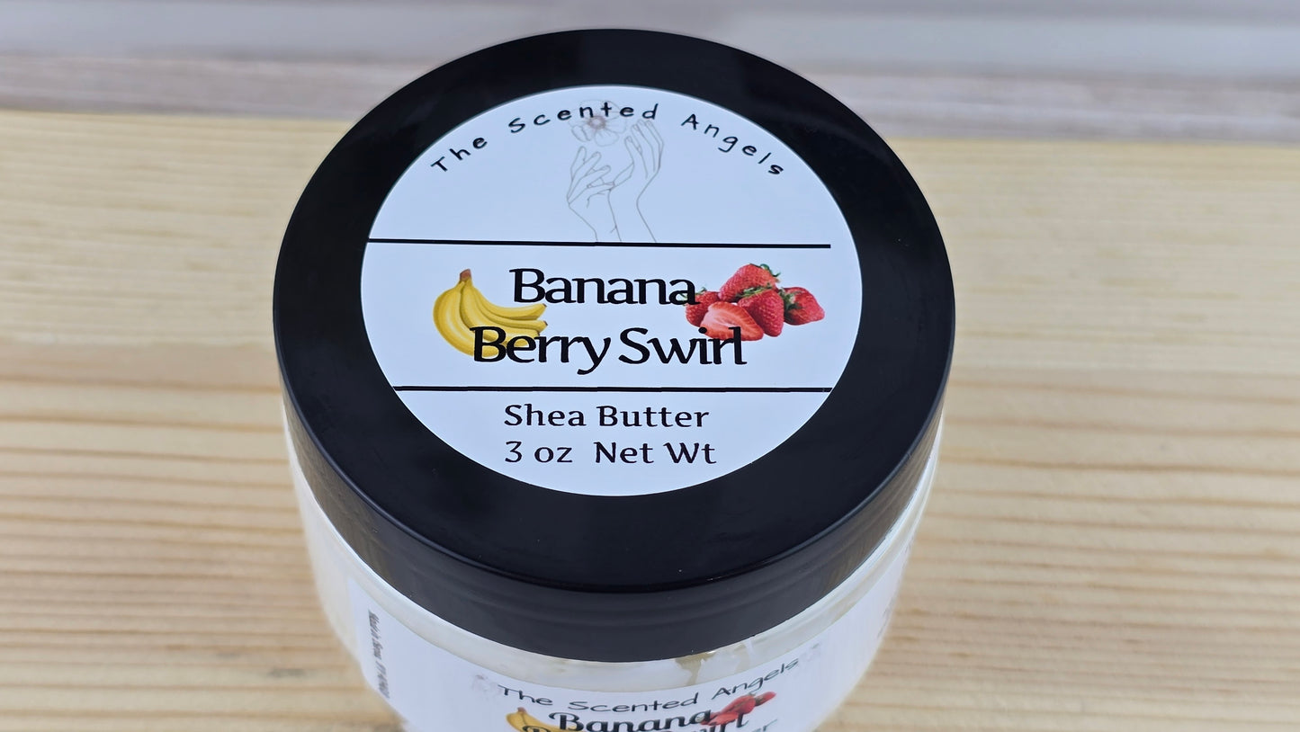 Banana Berry Swirl Whipped Shea Body Butter 3 oz top label