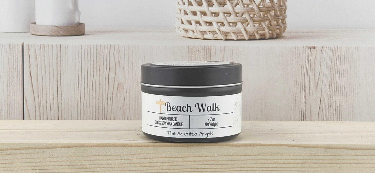 Beach Walk Scented 100% Soy Wax Candle - Black The Scented Angels Soy Candles