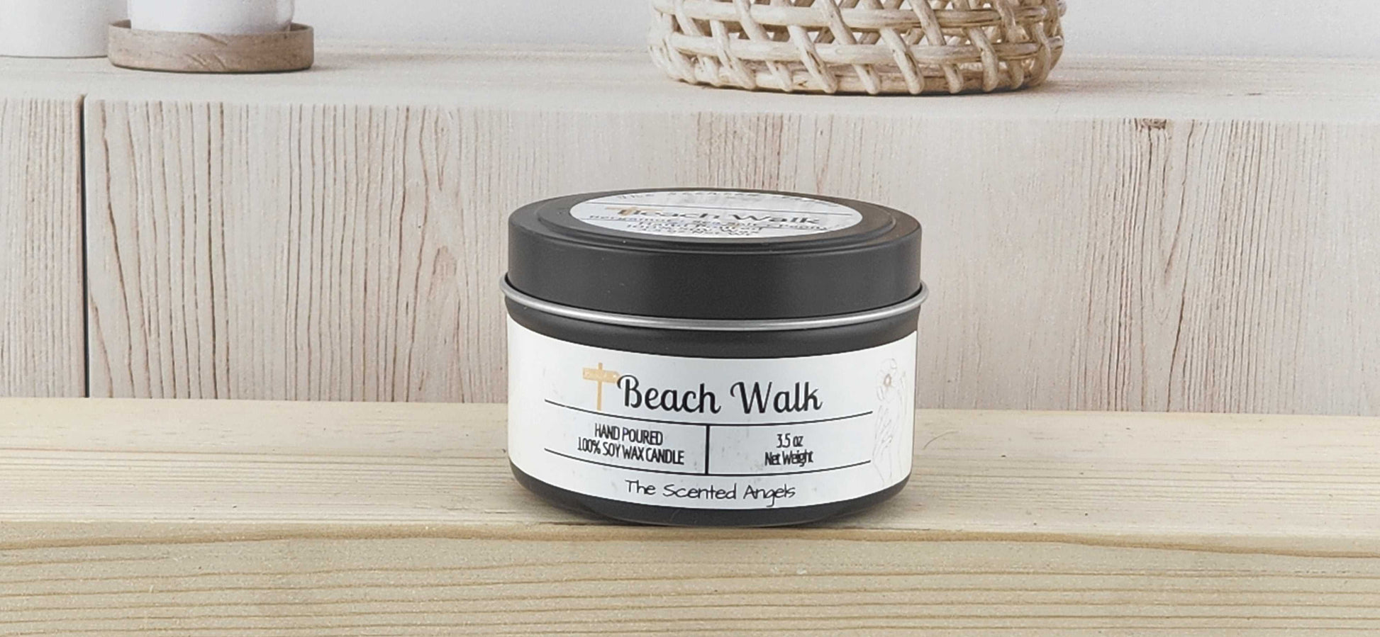 Beach Walk Scented 100% Soy Wax Candle - Black The Scented Angels Soy Candles