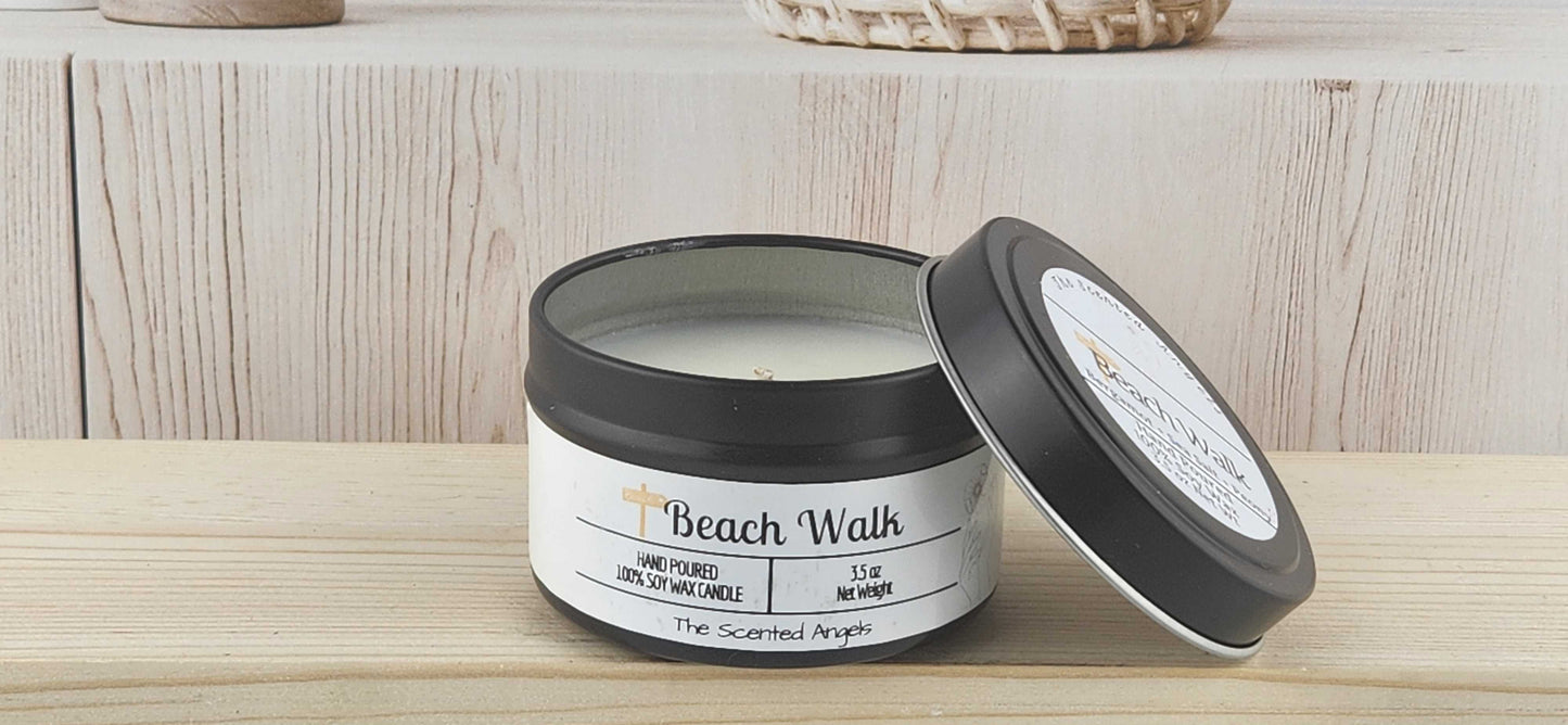 Beach Walk Scented 100% Soy Wax Candle - Black The Scented Angels Soy Candles