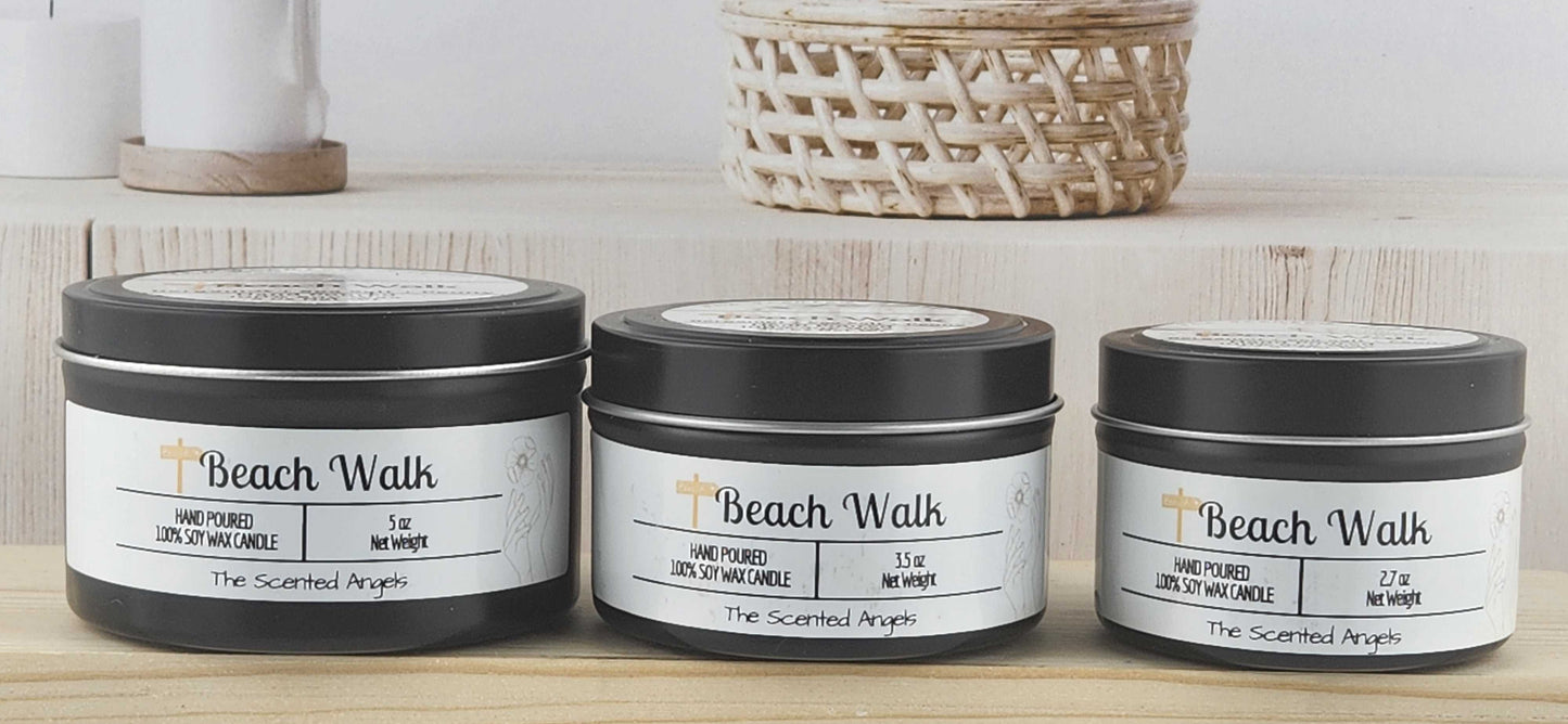 Beach Walk Scented 100% Soy Wax Candle - Black The Scented Angels Soy Candles