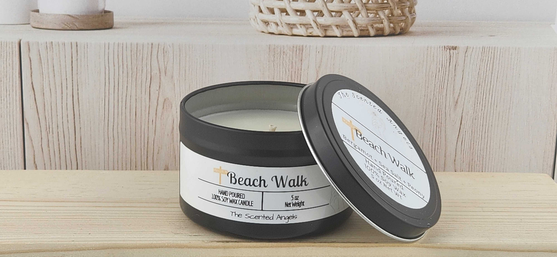 Beach Walk Scented 100% Soy Wax Candle - Black The Scented Angels Soy Candles