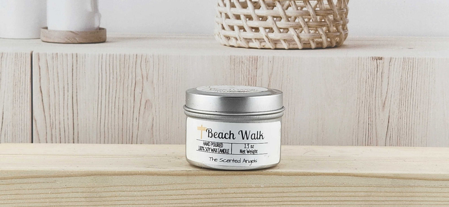 Beach Walk Scented 100% Soy Wax Candle - Silver The Scented Angels Soy Candles