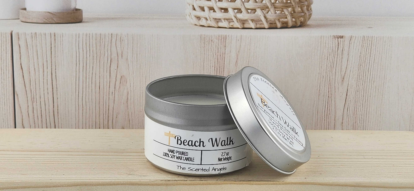 Beach Walk Scented 100% Soy Wax Candle - Silver The Scented Angels Soy Candles