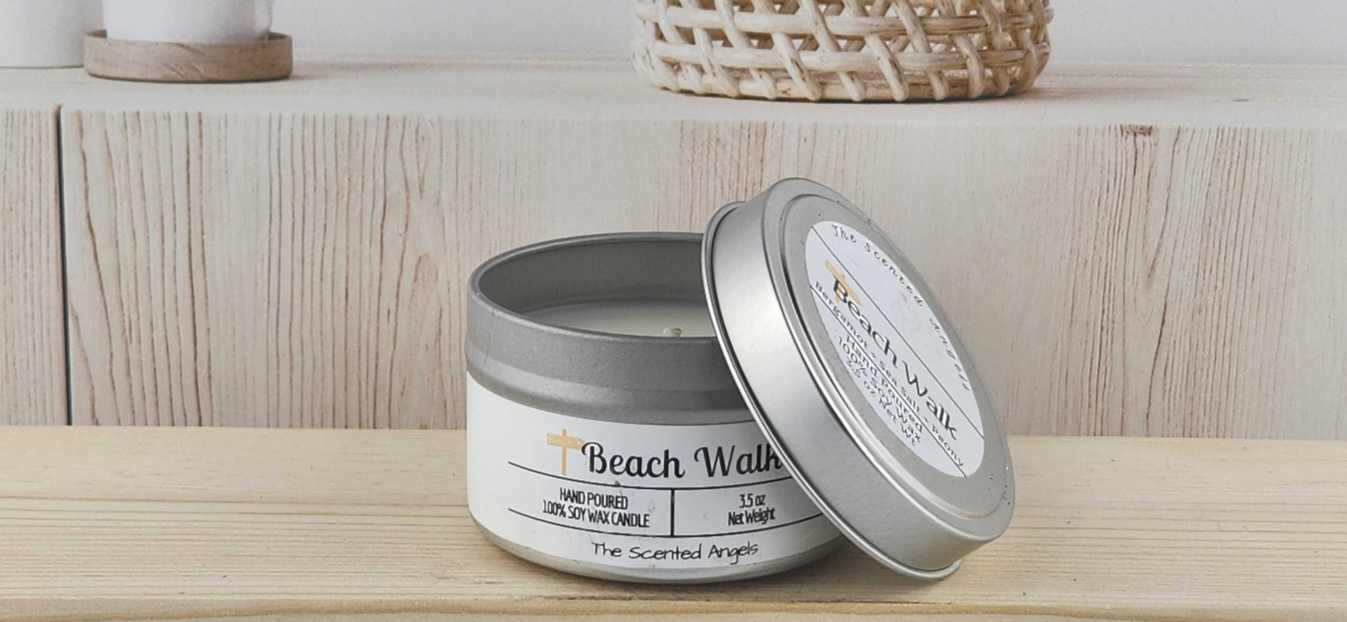 Beach Walk Scented 100% Soy Wax Candle - Silver The Scented Angels Soy Candles