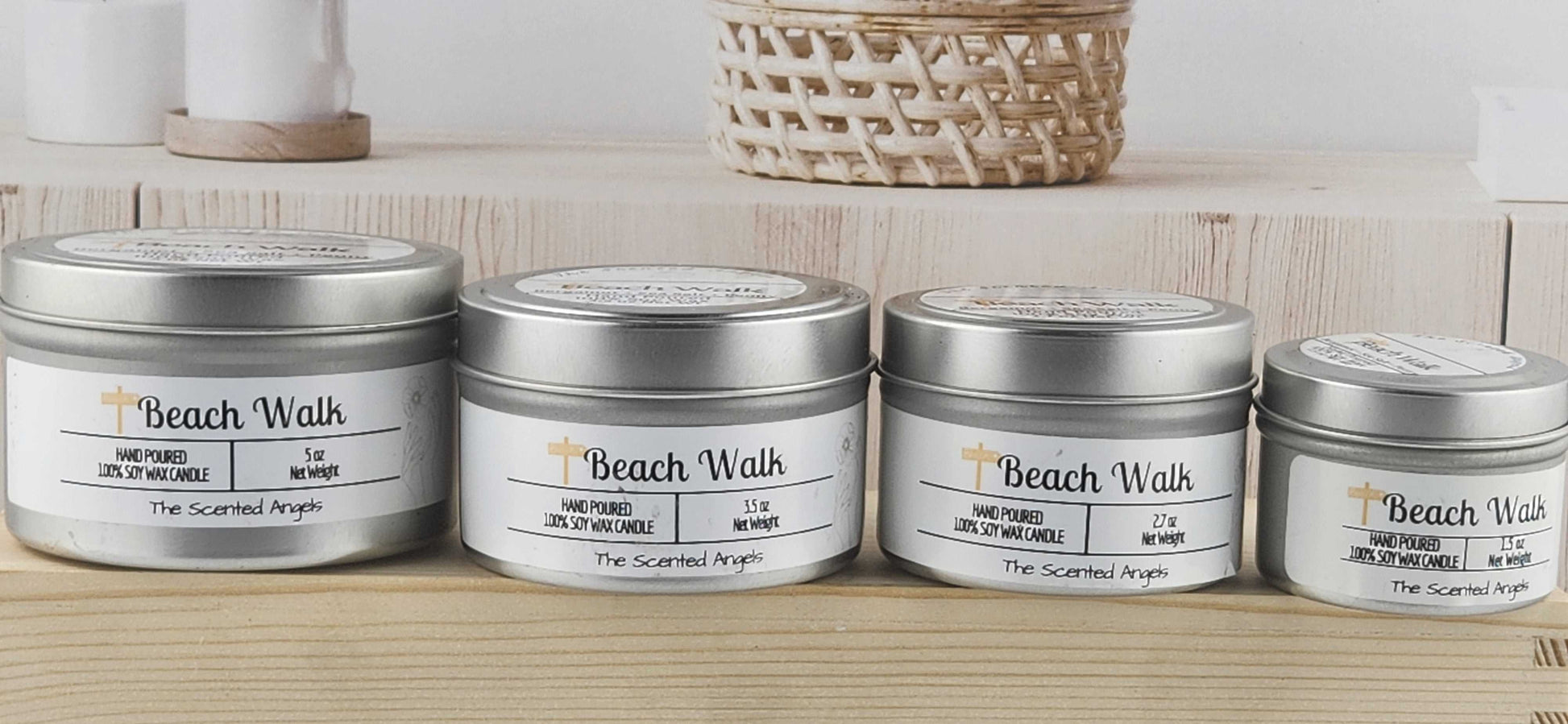 Beach Walk Scented 100% Soy Wax Candle - Silver The Scented Angels Soy Candles
