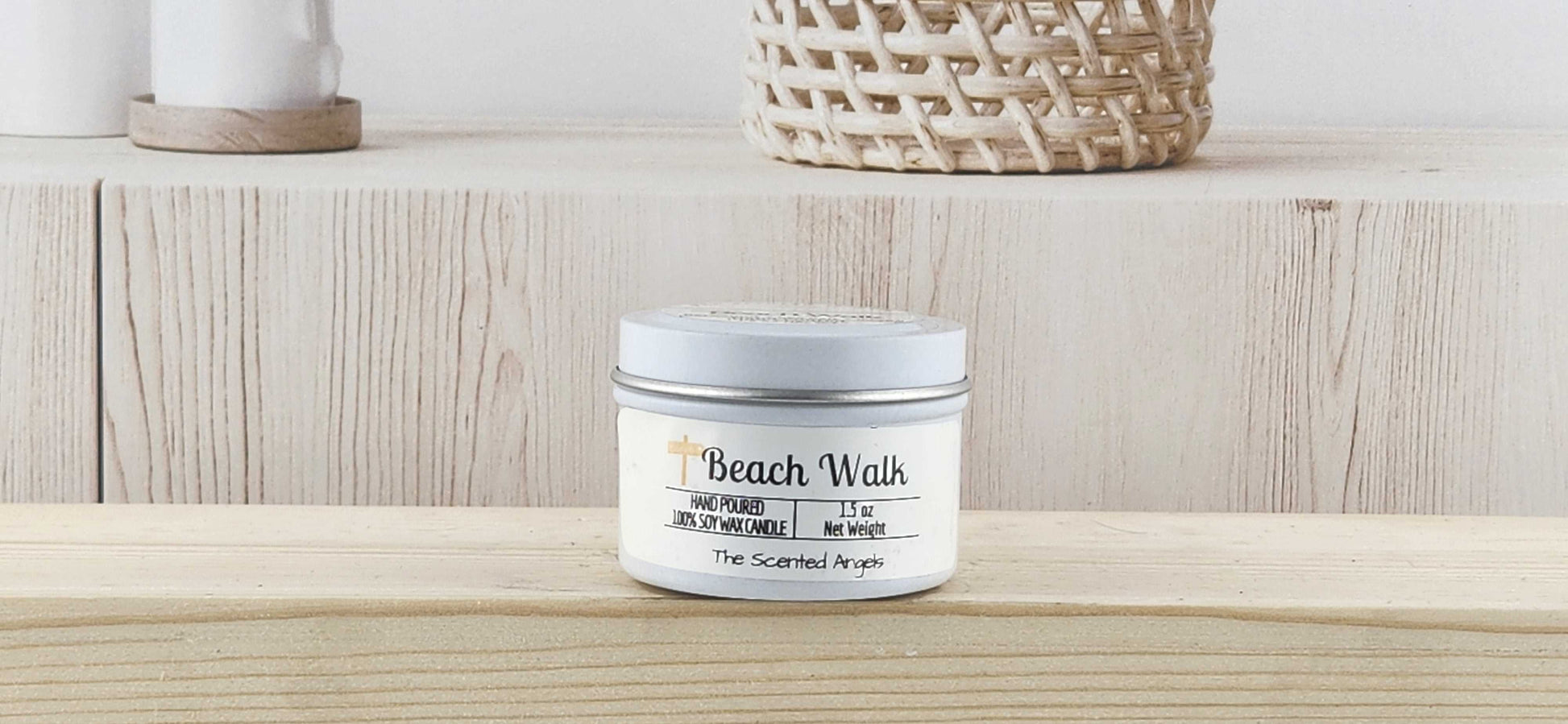 Beach Walk Scented 100% Soy Wax Candle - White The Scented Angels Soy Candles